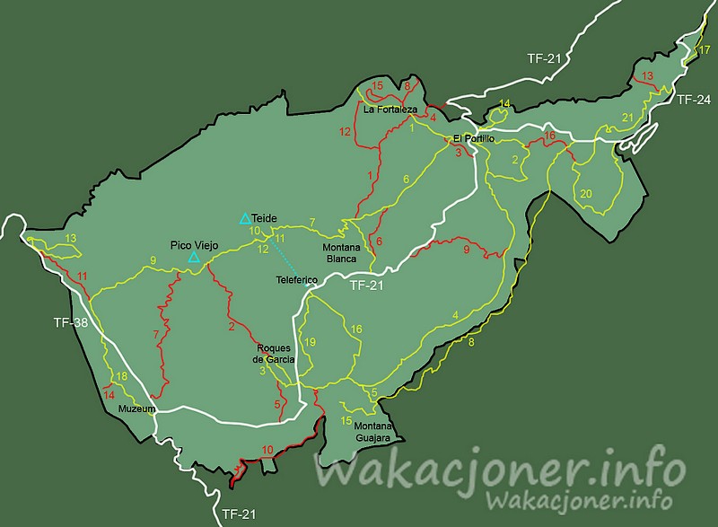 Mapa Parku Narodowego Teide
